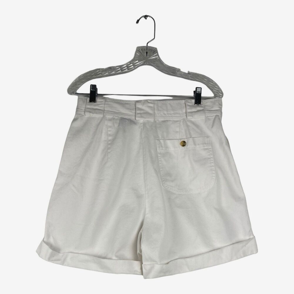 Basic Editions Women's  Shorts Size 10 White Chino Cotton Buttons High Rise